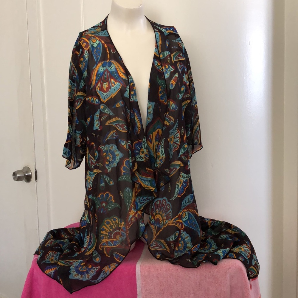 LULAROE Shirley Sheer Paisley BOHO Kimono Duster Cover Up Size S